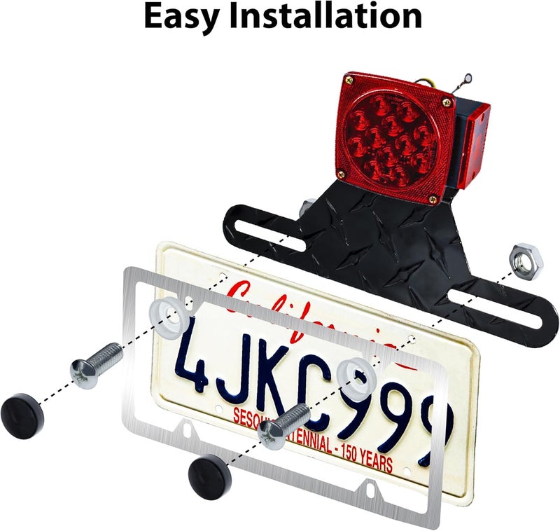 BFXM Universal Trailer License Plate Bracket Frame, License Plate Holder, Trailer Mount Plate Frame, License Plate Bracket for RV, Boat, Trailer Licence Tag Holder (Black) - Image 4
